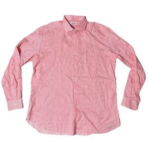 Fray Stanley Korshak Mens Pink Salmon & White Striped Dress Shirt Size 2XL $695